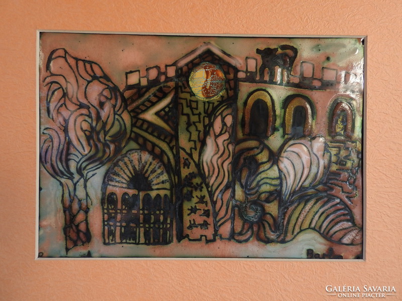 Ghost Castle: marked fire enamel mural