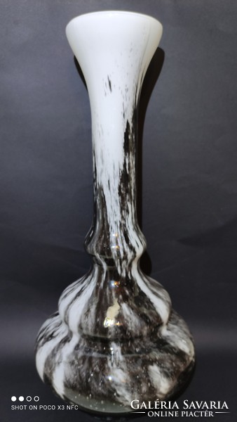 Half a meter! Two for the price of one! Large murano glass vase with grayish white tabular opaline
