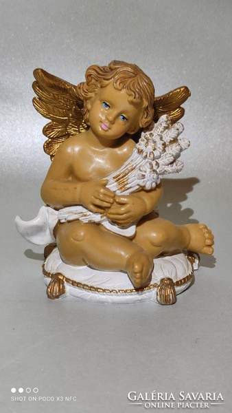 Half price!!! Charming solid plastic angel with wheat chaff marked Italy