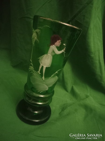 Stemmed green Biedermeier glass