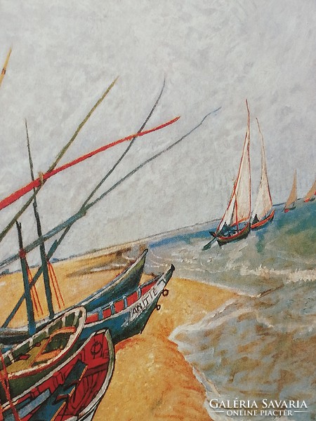 Vincent Van Gogh: Halászcsónakok a parton Saintes-Maries-nál festményrepro