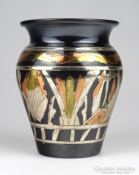 1H944 Egyiptomi fáraó díszes réz váza 10 cm