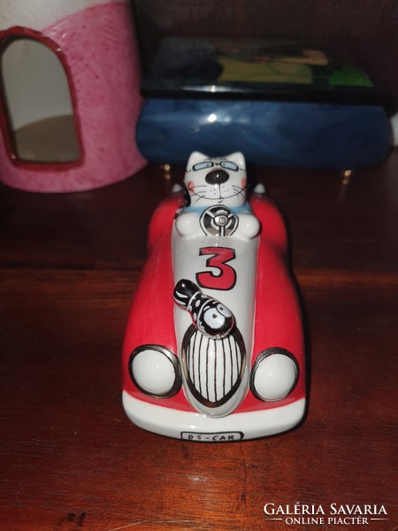 Goebel adam & ziege kati in a mase-ratti porcelain car
