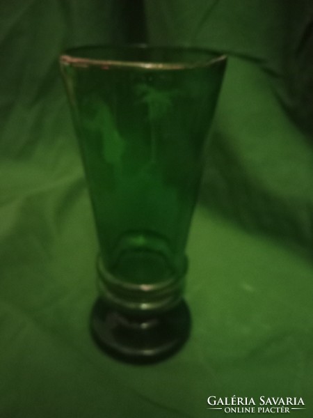Talpas jelenetes zöld biedermeier pohár