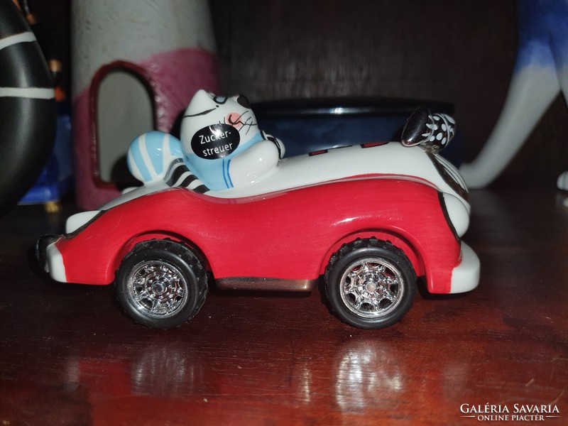 Goebel adam & ziege kati in a mase-ratti porcelain car
