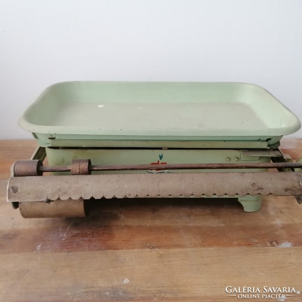 Enamel-painted old kitchen scales