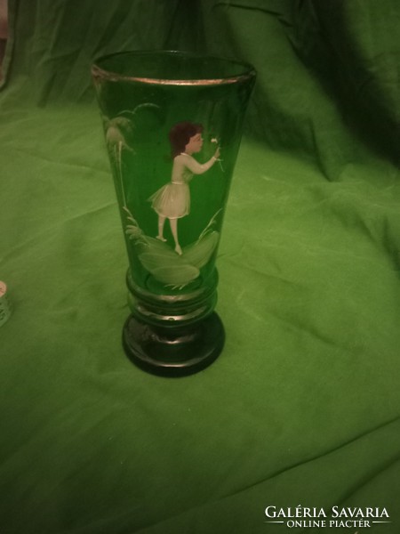 Stemmed green Biedermeier glass