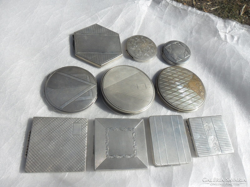 Collection of 10 pieces of silver powder toiletries