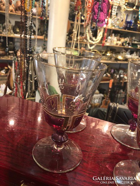 Biedermeier glass glasses, 4 pieces of flawless wine glasses.