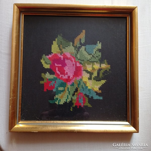Tapestry picture, in wooden frame, glazed 21, x 21 cm