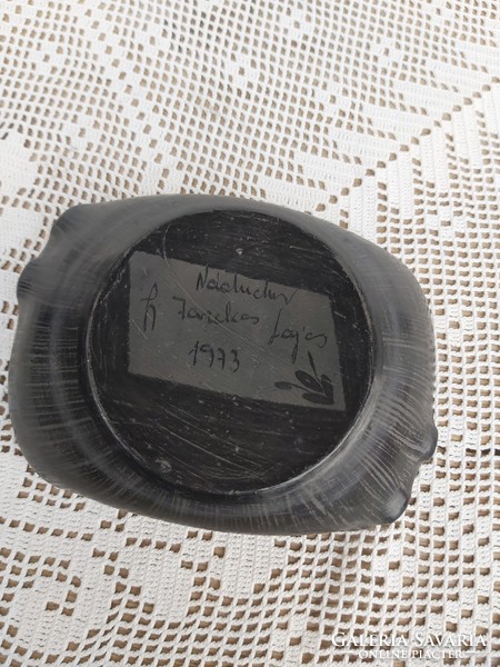 Gyönyörű   Nádudvari fekete kerámia  hamutartó tartó nosztalgia Gyűjtői Falusi paraszti