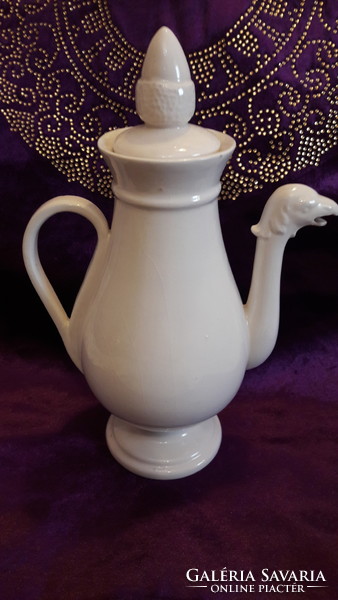 Kuriózum: antik sascsőrös XIX. századi porcelán kanna, kancsó (L2345)