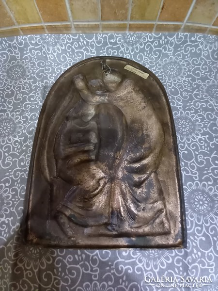 Saint Szabolcs bronze relief holy family