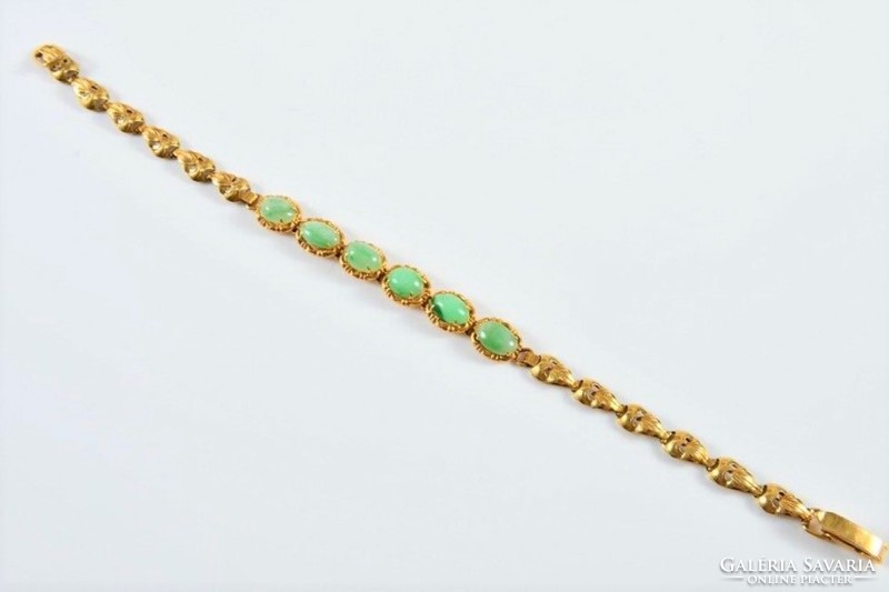 Art Nouveau gold bracelet with chrysoprase stones