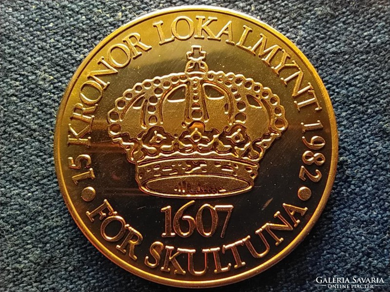 Svédország Skultuna 1607-1982 manufaktúra réz 15 korona helyi pénz (id55360)