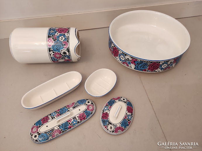Antique porcelain bathroom sink set with washbasin jug of soap and toothbrush holder 5234