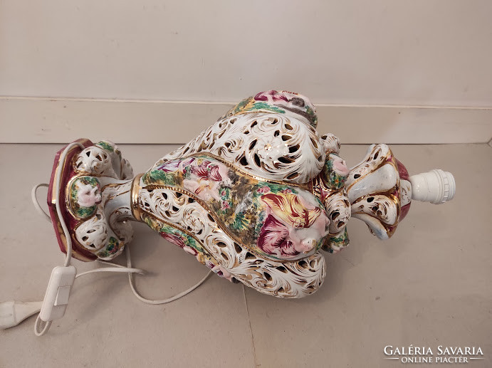 Antik capodimonte Capo di monte dúsan aranyozott sokalakos porcelán asztali lámpa 5228