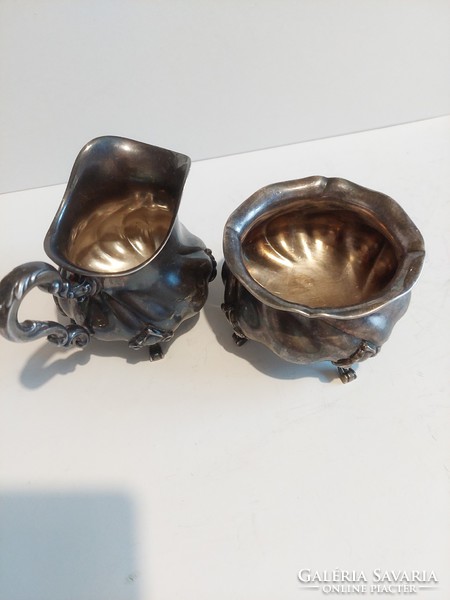 Baroque silver-plated milk port and sugar bowl