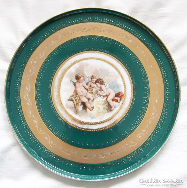 Tray with antique alt wien porcelain (playing putties, angels) decor