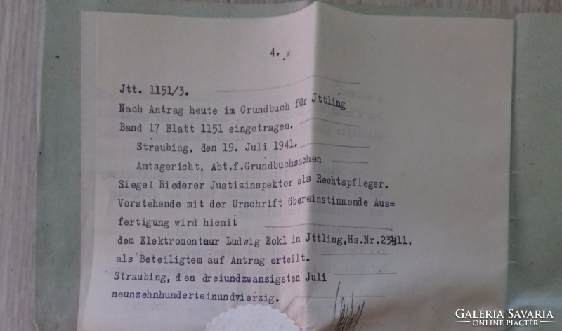 WW2 unique- antique purchase contract from 1941 original sealed paper antique