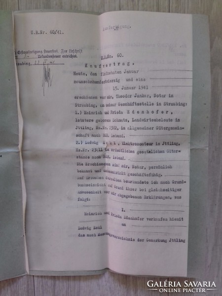 WW2 UNIKÁLIS- ANTIK Vételi Szerződés 1941-ből eredeti pecsételt papír régiség