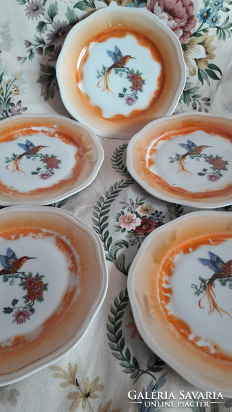 Régi madaras, paradicsommadaras porcelán tányér (L2336)