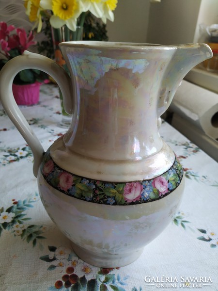 Retro, iridescent, painted ceramic jug for sale!