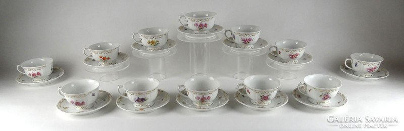 1H797 old 12 person schlaggenwald porcelain coffee cup set