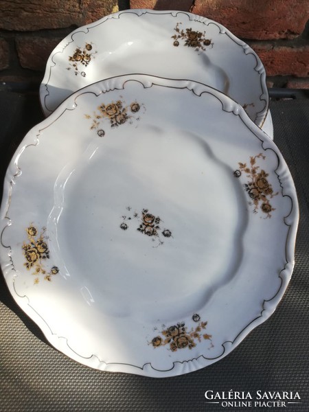Old 30s zsolnay baroque, feathered large flat plate 2 pcs