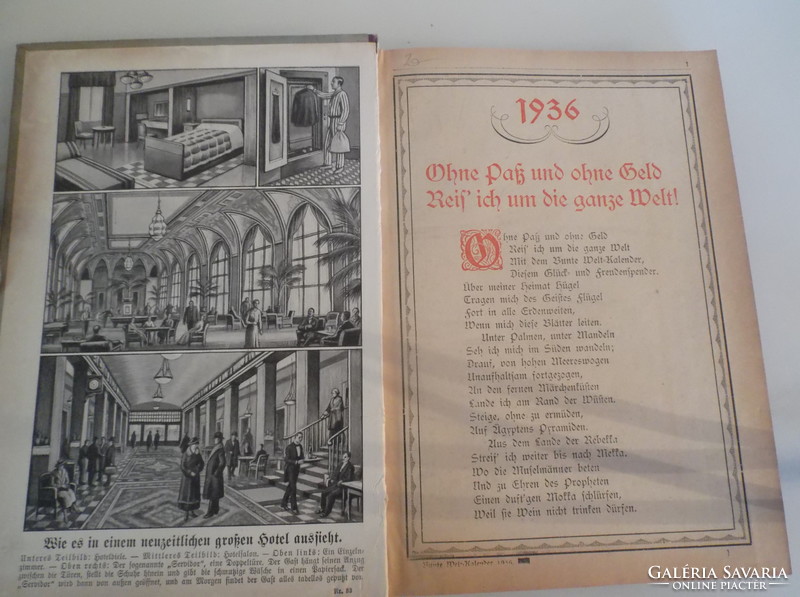 Book - 1936 - der bunte welt - calendar - 160 pages - 24 x 17 cm German