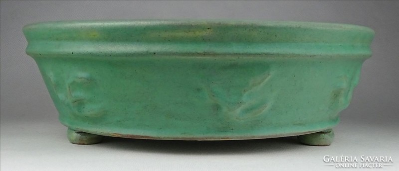 1H838 Antik art deco zöld kerámia tál