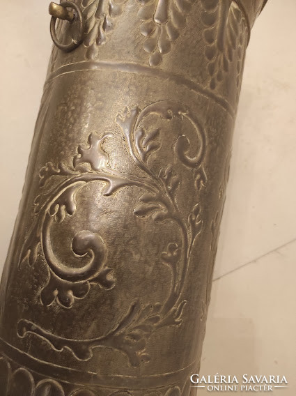 Antique Patinated Brass Embossed Motif Umbrella Walking Stick Holder 510 5252