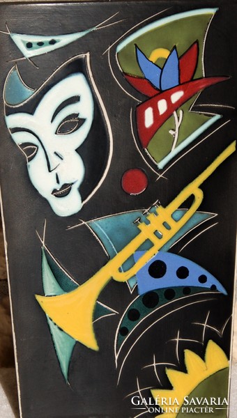 A jazz világa - kerámia falidísz, art deco stílusban
