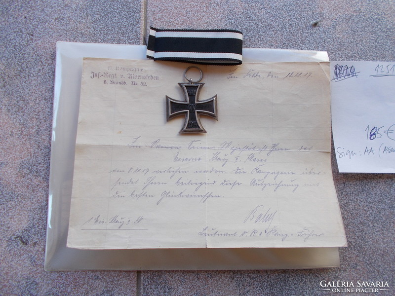 Ww1, Iron Cross Division 2, marked aa, .. Certificate