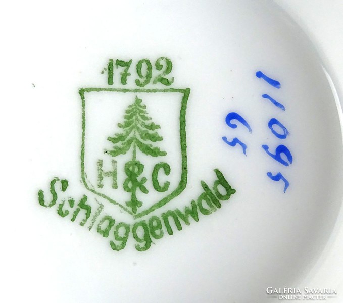 1H797 old 12 person schlaggenwald porcelain coffee cup set