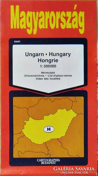 Magyarország 1:500 000 ﻿közlekedési térképlap, 1995, névmutatóval