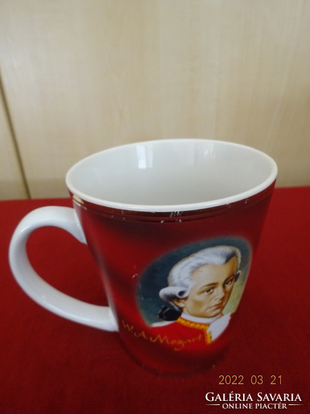 German porcelain cup with mozart inscription and portrait. Two pieces for sale together. Jokai.