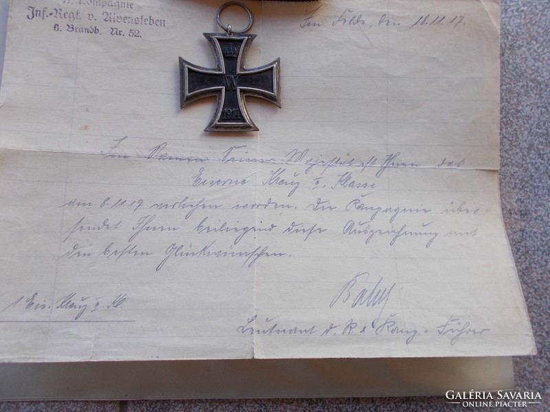 Ww1, Iron Cross Division 2, marked aa, .. Certificate