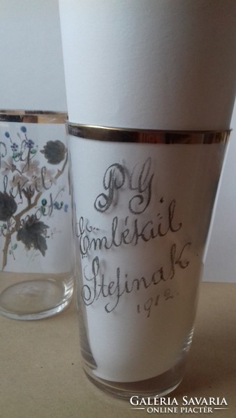 Enamel painted floral glass cup 2pcs
