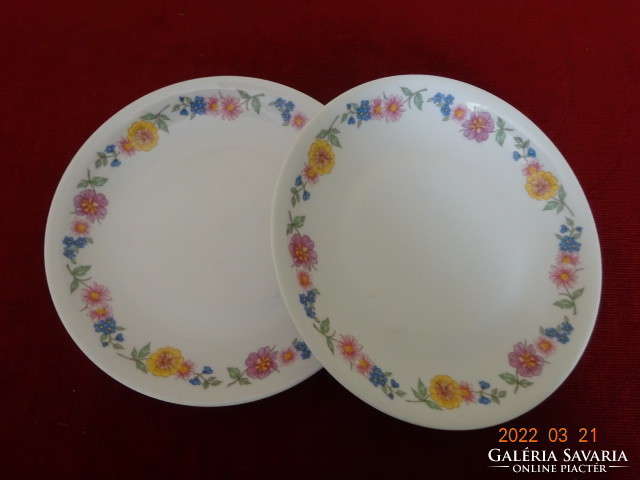 Lowland porcelain small plate with colorful flowers on the edge. He has! Jókai.