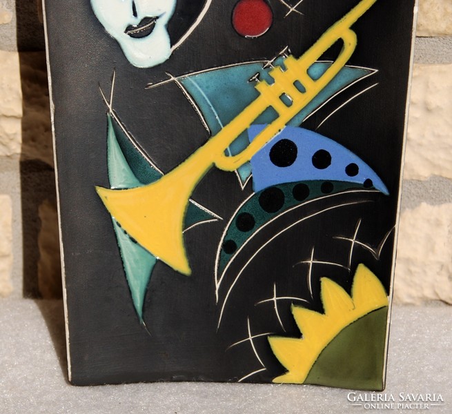 A jazz világa - kerámia falidísz, art deco stílusban