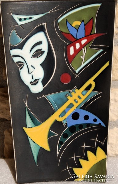 The world of jazz - ceramic wall decoration in art deco style