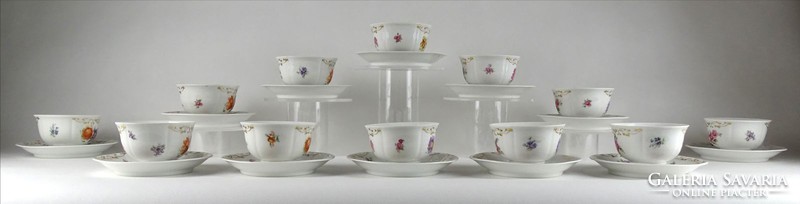 1H797 old 12 person schlaggenwald porcelain coffee cup set