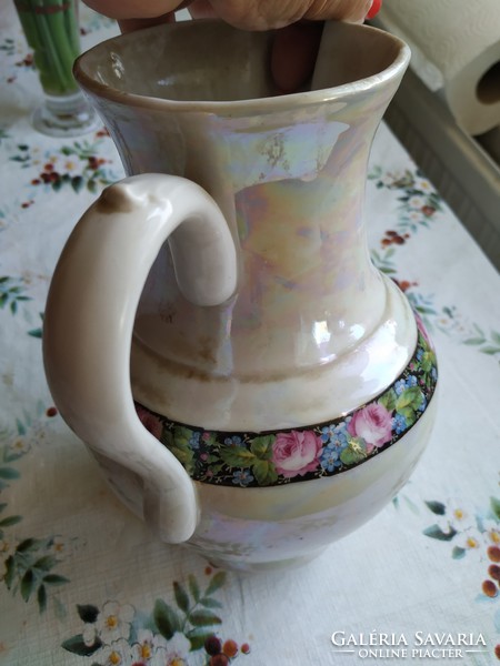 Retro, iridescent, painted ceramic jug for sale!