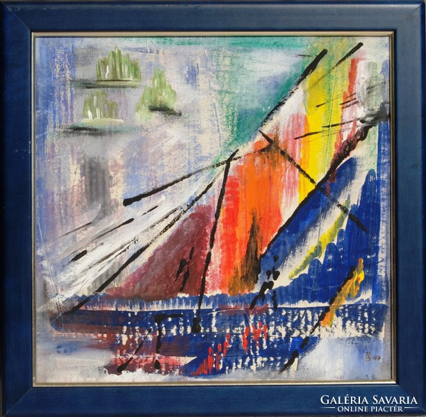 A. S .: Sailing on the Water, 1997 - oil on canvas painting, framed