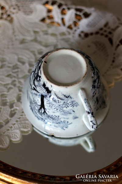 Rarity! Antique villeroy & boch schramberg, faience cup with detachable decor under glaze