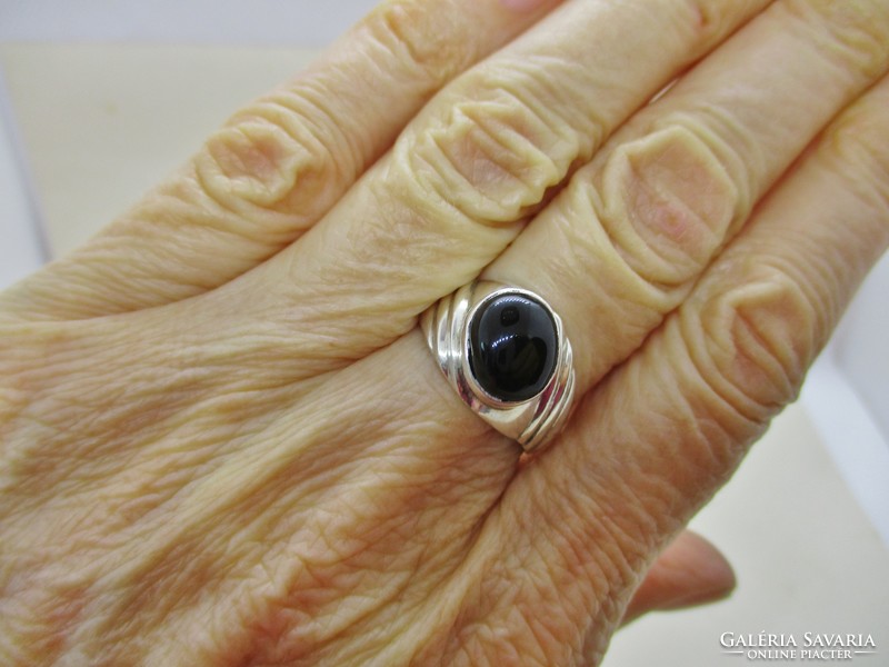 Beautiful old onyx silver ring with stones