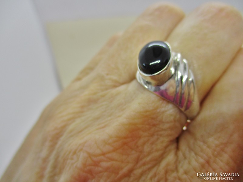 Beautiful old onyx silver ring with stones