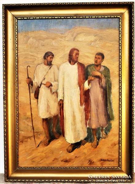 Döbrentey Gábor (1897 - 1990) Jézus és tanítványai.c festménye 114x84cm Eredeti Garanciáva!