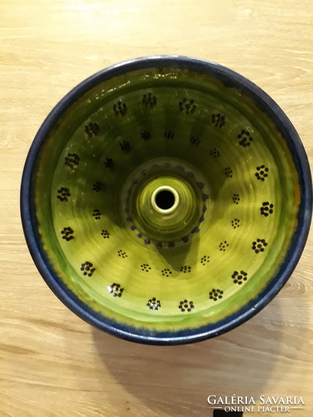 New green and brown glazed earthenware kuglóf form